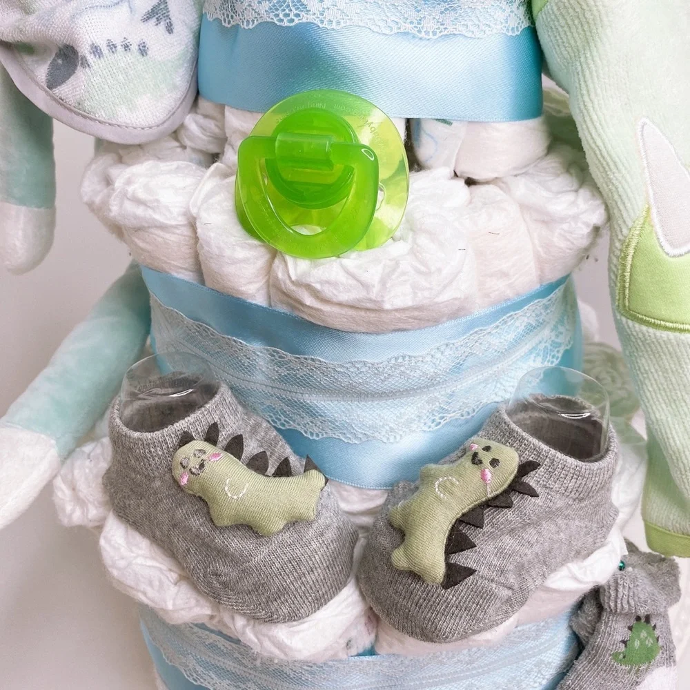 Dinosaur Diaper Cake. Baby Shower Gift